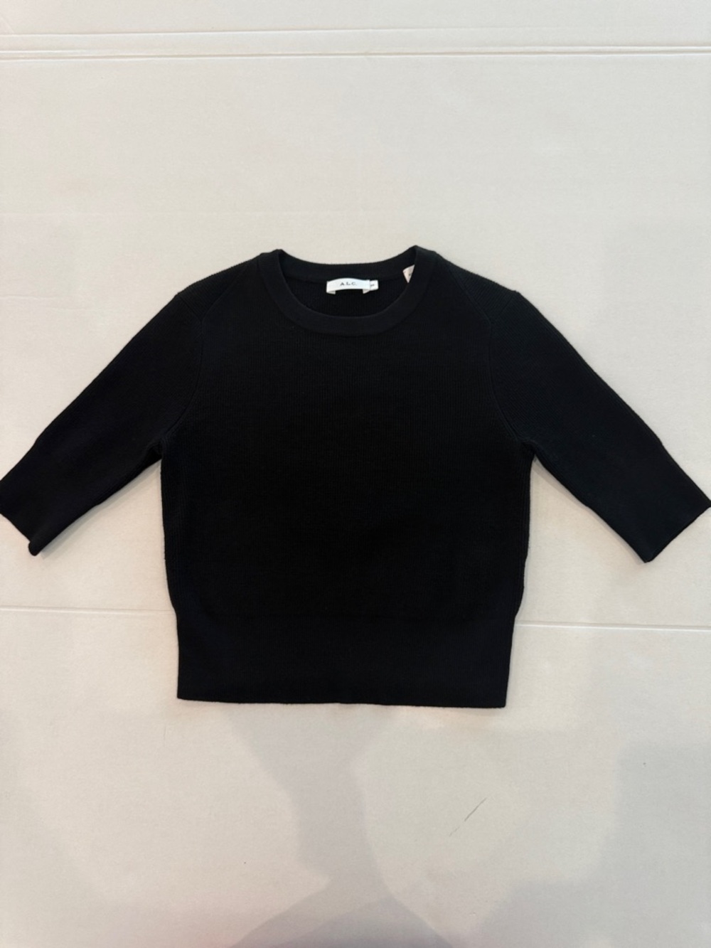 A.L.C. Black Short-Sleeve Crewneck Sweater